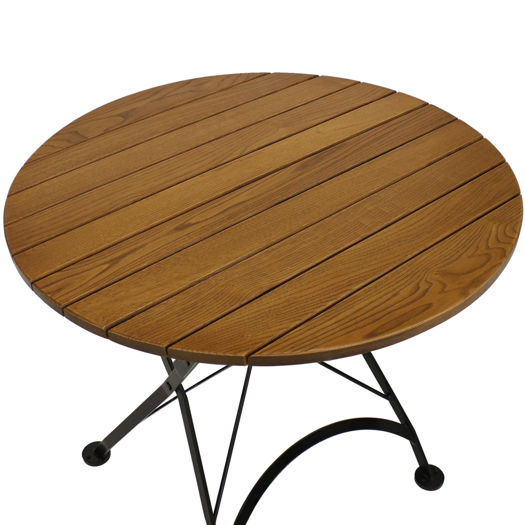 Sunnydaze 32 in European Chestnut Wood Folding Round Patio Bistro Table Image 5