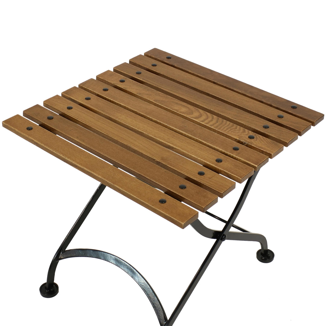 Sunnydaze European Chestnut Wood Folding Square Side Table - 20 in - Brown Image 5