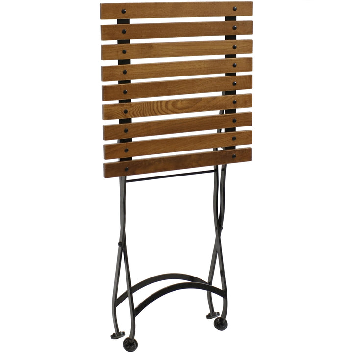 Sunnydaze European Chestnut Wood Folding Square Side Table - 20 in - Brown Image 6