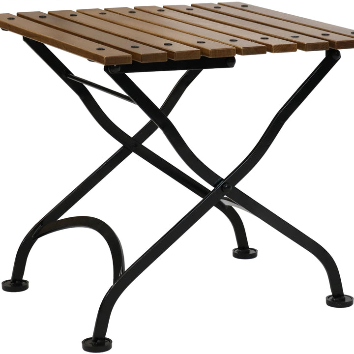 Sunnydaze European Chestnut Wood Folding Square Side Table - 20 in - Brown Image 7