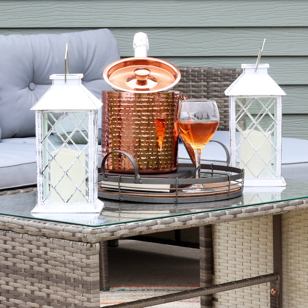 Sunnydaze Concord Outdoor Solar Candle Lantern - 11 in - White - Set of 2 Image 2