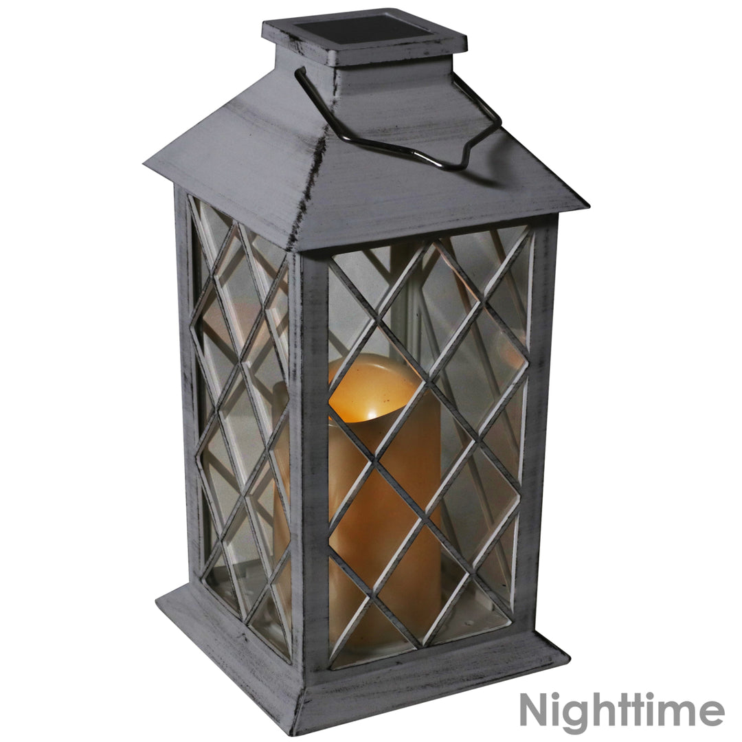 Sunnydaze Concord Outdoor Solar Candle Lantern - 11 in - White - Set of 2 Image 5