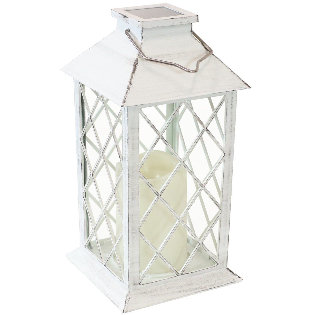 Sunnydaze Concord Outdoor Solar Candle Lantern - 11 in - White - Set of 2 Image 8