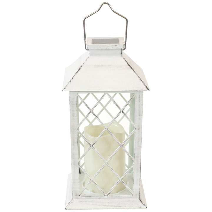 Sunnydaze Concord Outdoor Solar Candle Lantern - 11 in - White - Set of 2 Image 9