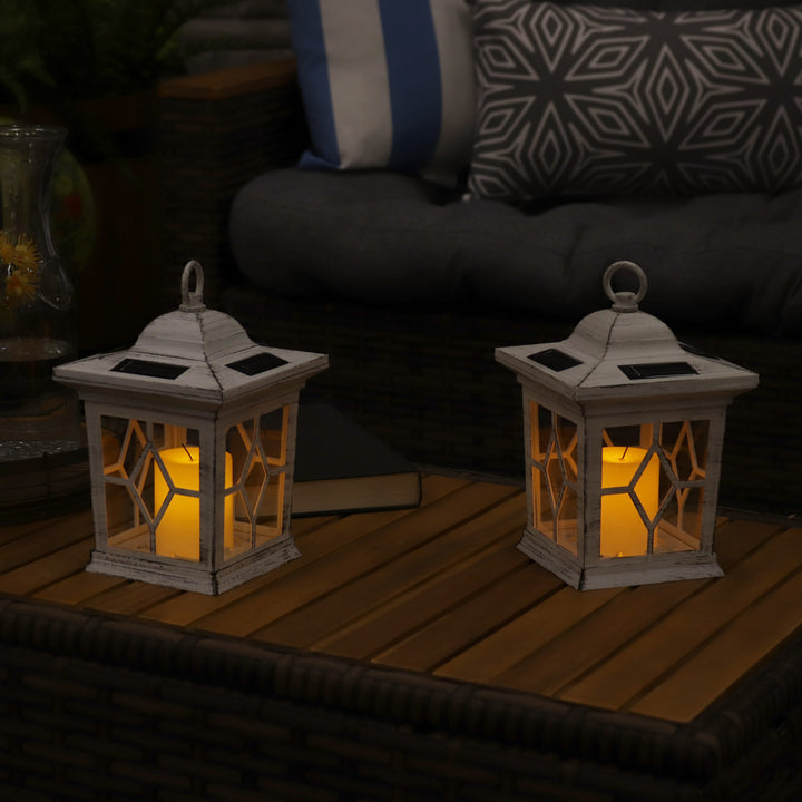 Sunnydaze Lucien Outdoor Solar Candle Lantern - 9 in - White - Set of 4 Image 11