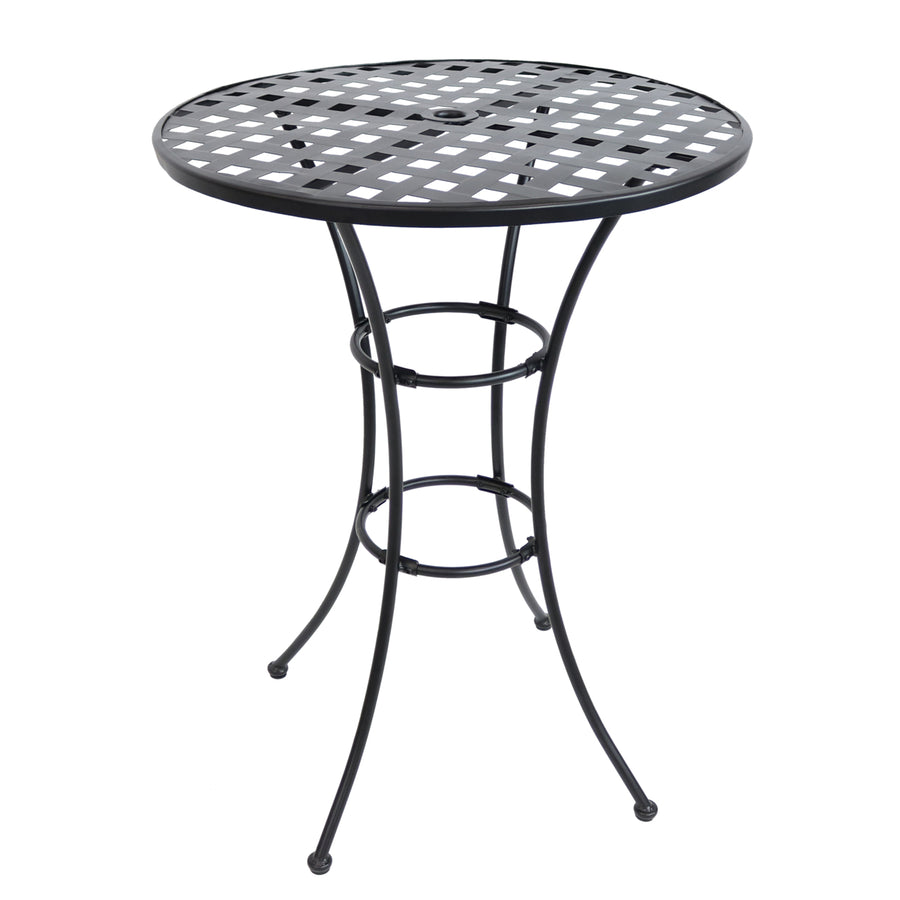 Sunnydaze 30 in Elegant Wrought Iron Round Patio Bar-Height Table - Black Image 1