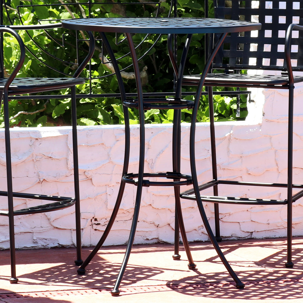 Sunnydaze 30 in Elegant Wrought Iron Round Patio Bar-Height Table - Black Image 2