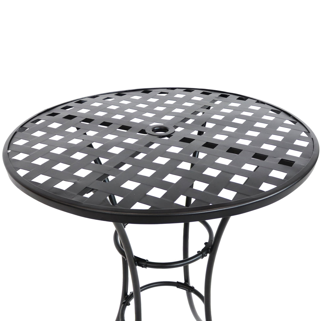 Sunnydaze 30 in Elegant Wrought Iron Round Patio Bar-Height Table - Black Image 5