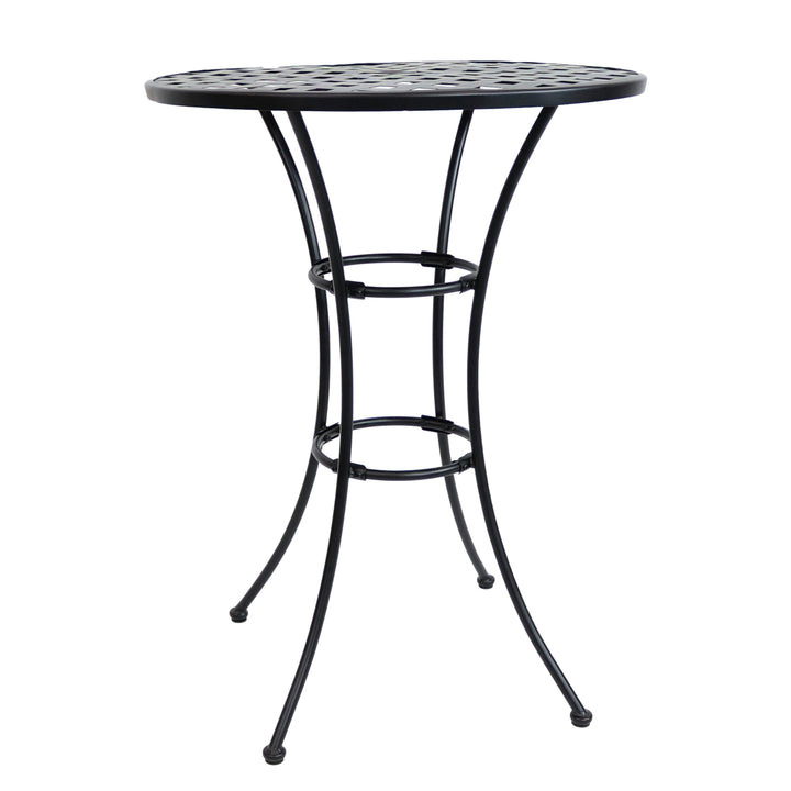 Sunnydaze 30 in Elegant Wrought Iron Round Patio Bar-Height Table - Black Image 8