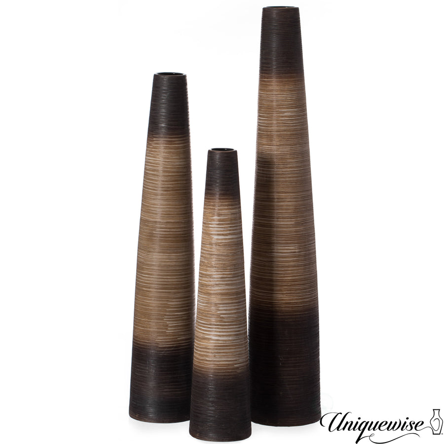Tall Handcrafted Brown Ceramic Floor Vase - Waterproof Cylinder-Shaped Freestanding Design, Ideal for Tall Floral Image 1