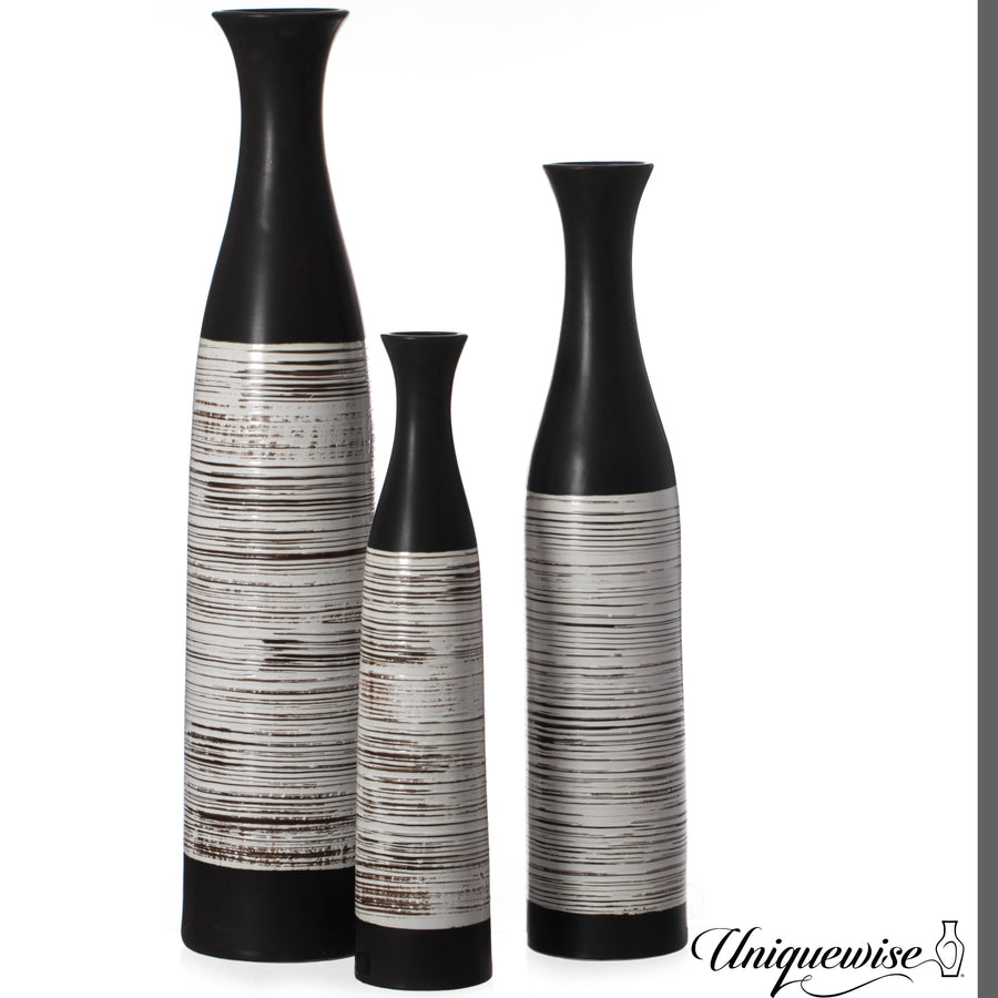 Handcrafted Black and White Waterproof Ceramic Floor Vase - Neat Classic Bottle Shaped Vase, Freestanding Floor Vase Image 1