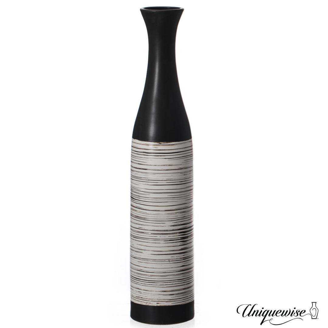 Handcrafted Black and White Waterproof Ceramic Floor Vase - Neat Classic Bottle Shaped Vase, Freestanding Floor Vase Image 6