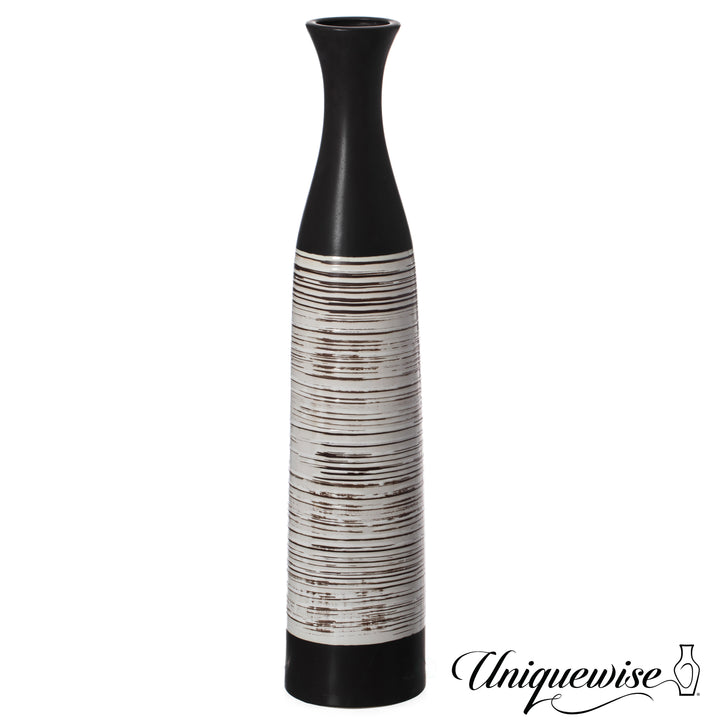 Handcrafted Black and White Waterproof Ceramic Floor Vase - Neat Classic Bottle Shaped Vase, Freestanding Floor Vase Image 7