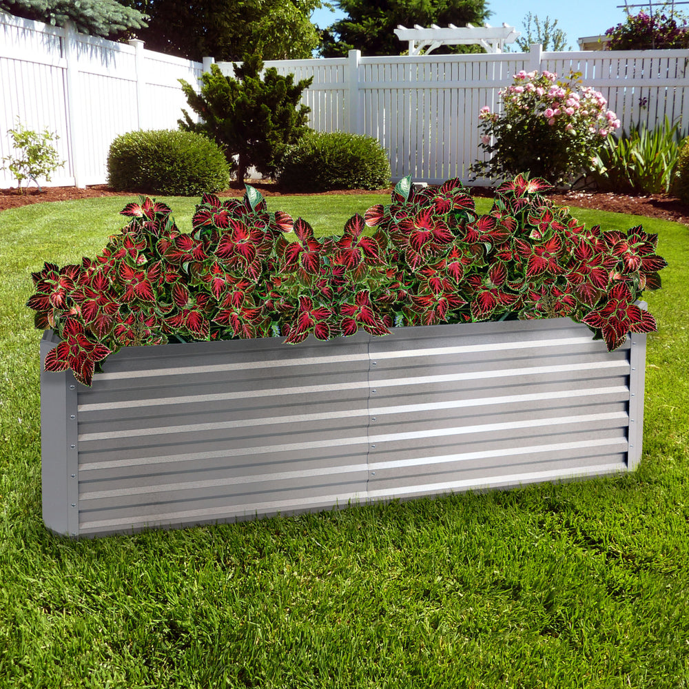Sunnydaze Galvalume Steel Rectangle Raised Garden Bed - Silver - 71 in Image 2