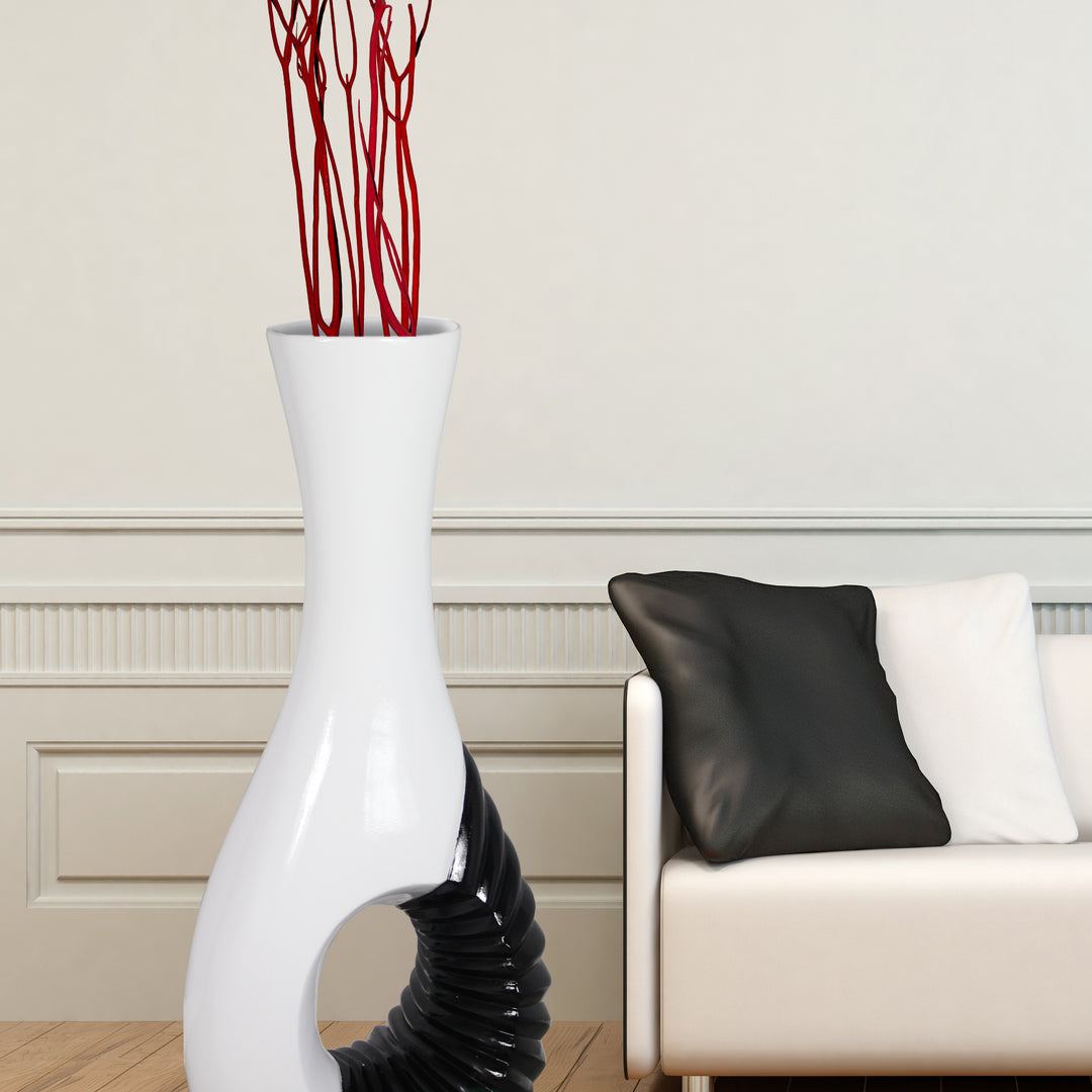 Modern Black and White Large Floor Vase - 43 Inch Tall, Contemporary , Minimalist Design, Elegant Room Accent, Statement Image 5