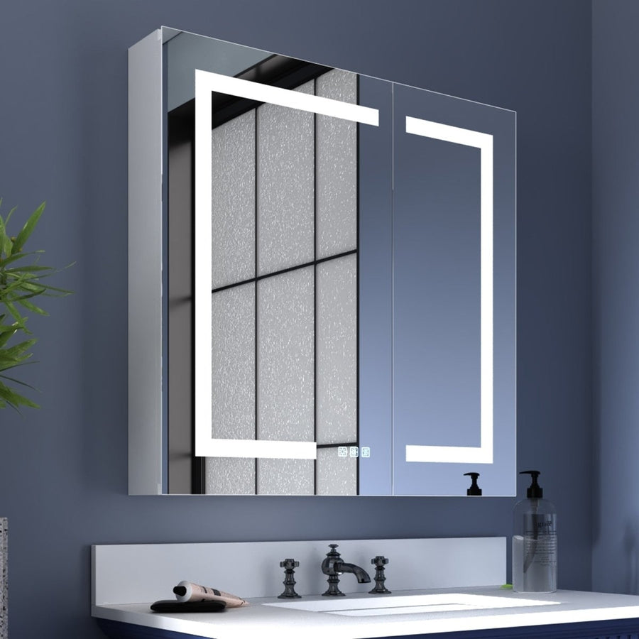 Boost-M1 30" W x 30" H Square Led Lighted Mirror Medicine Cabinet Recessed or Surface Mount,Defog Image 1