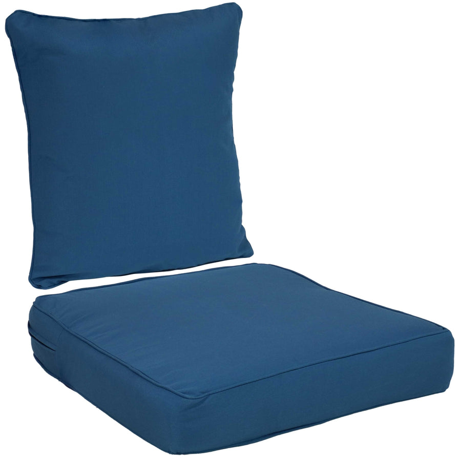 Sunnydaze Indoor/Outdoor Polyester Back and Seat Cushions - Blue Image 1