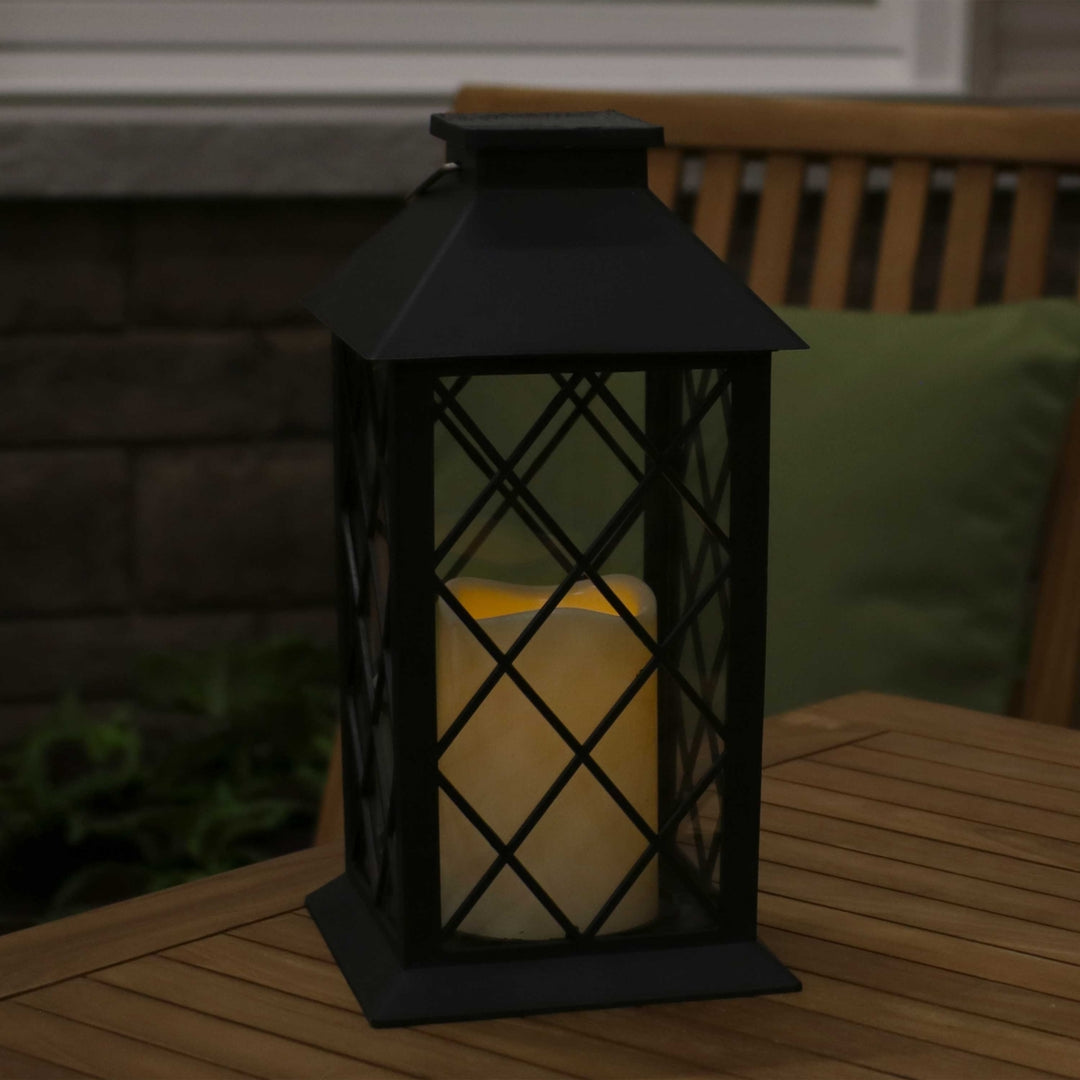 Sunnydaze Concord Outdoor Solar Candle Lantern - 11 in - Black Image 9