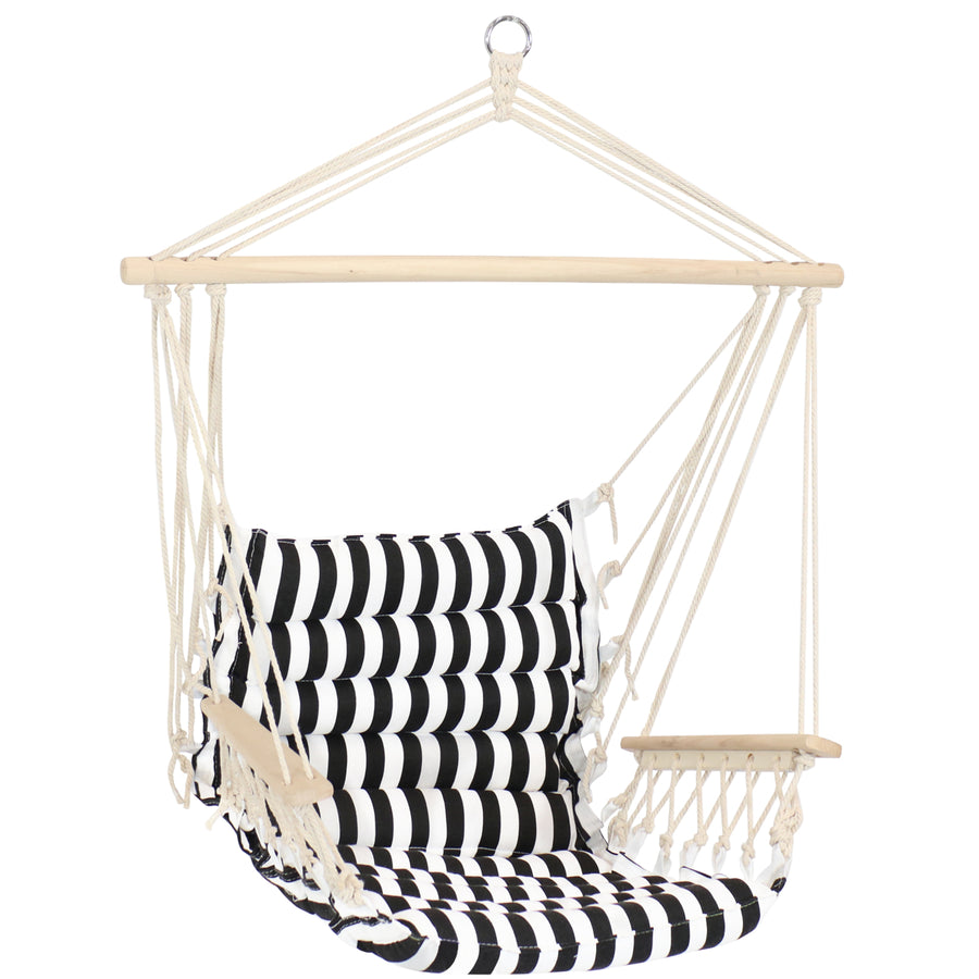 Sunnydaze Polycotton Padded Hammock Chair with Spreader Bar - Stripes Image 1
