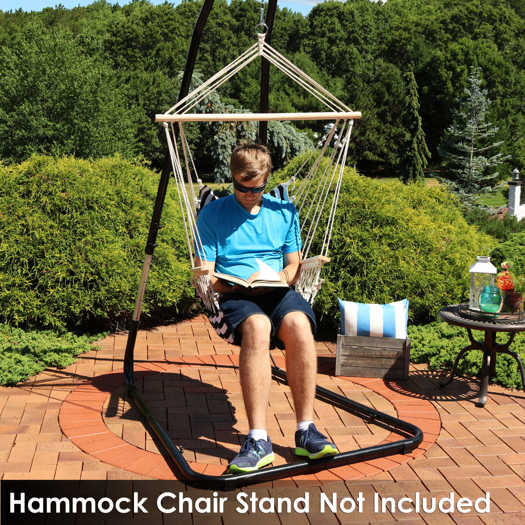Sunnydaze Polycotton Padded Hammock Chair with Spreader Bar - Stripes Image 8