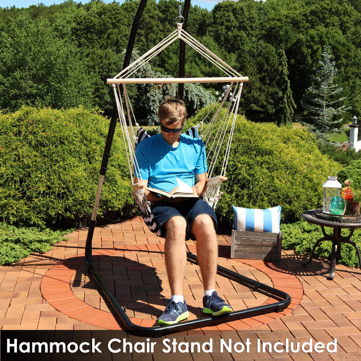 Sunnydaze Polycotton Padded Hammock Chair with Spreader Bar - Stripes Image 8