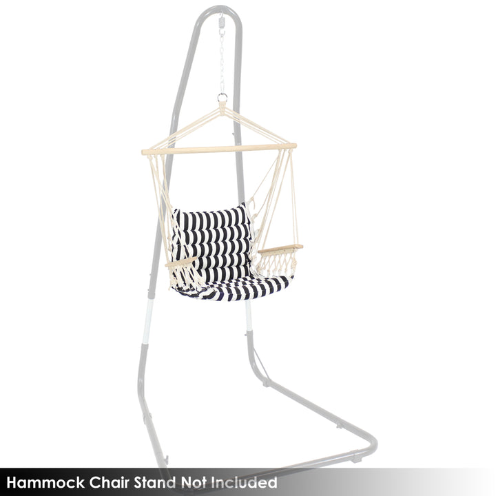 Sunnydaze Polycotton Padded Hammock Chair with Spreader Bar - Stripes Image 9