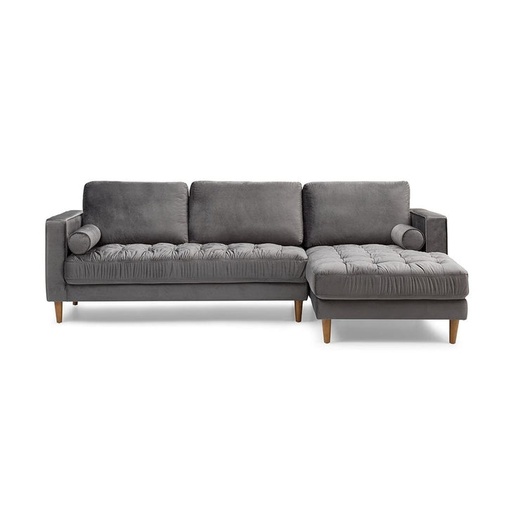 Bente Tufted Velvet Sectional Sofa - Grey Image 1