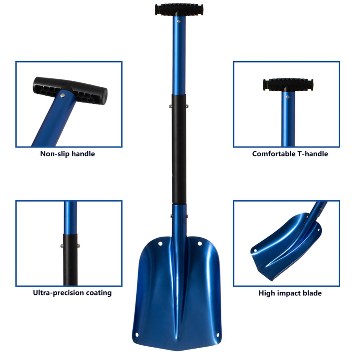 Lightweight Extendable Aluminum Telescoping Compact Utility Snow Shovel, Blue Image 4