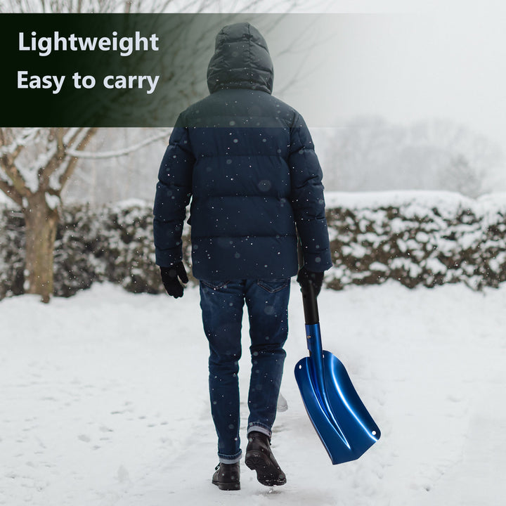 Lightweight Extendable Aluminum Telescoping Compact Utility Snow Shovel, Blue Image 6