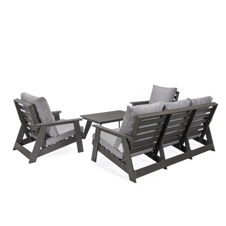 Leyah Outdoor 4pc Seating Group, Dark Grey Image 3