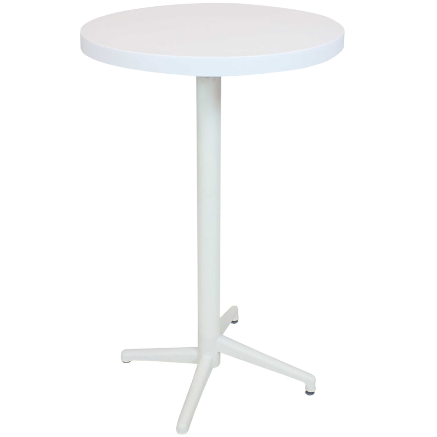 Sunnydaze 27.5 in All-Weather Plastic Round Folding Patio Bar Table - White Image 1