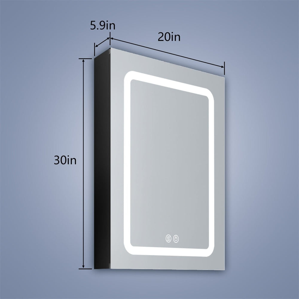ExBrite 20" W x 30" H LED Bathroom Medicine Cabinets Surface Mounted Left Open Image 2