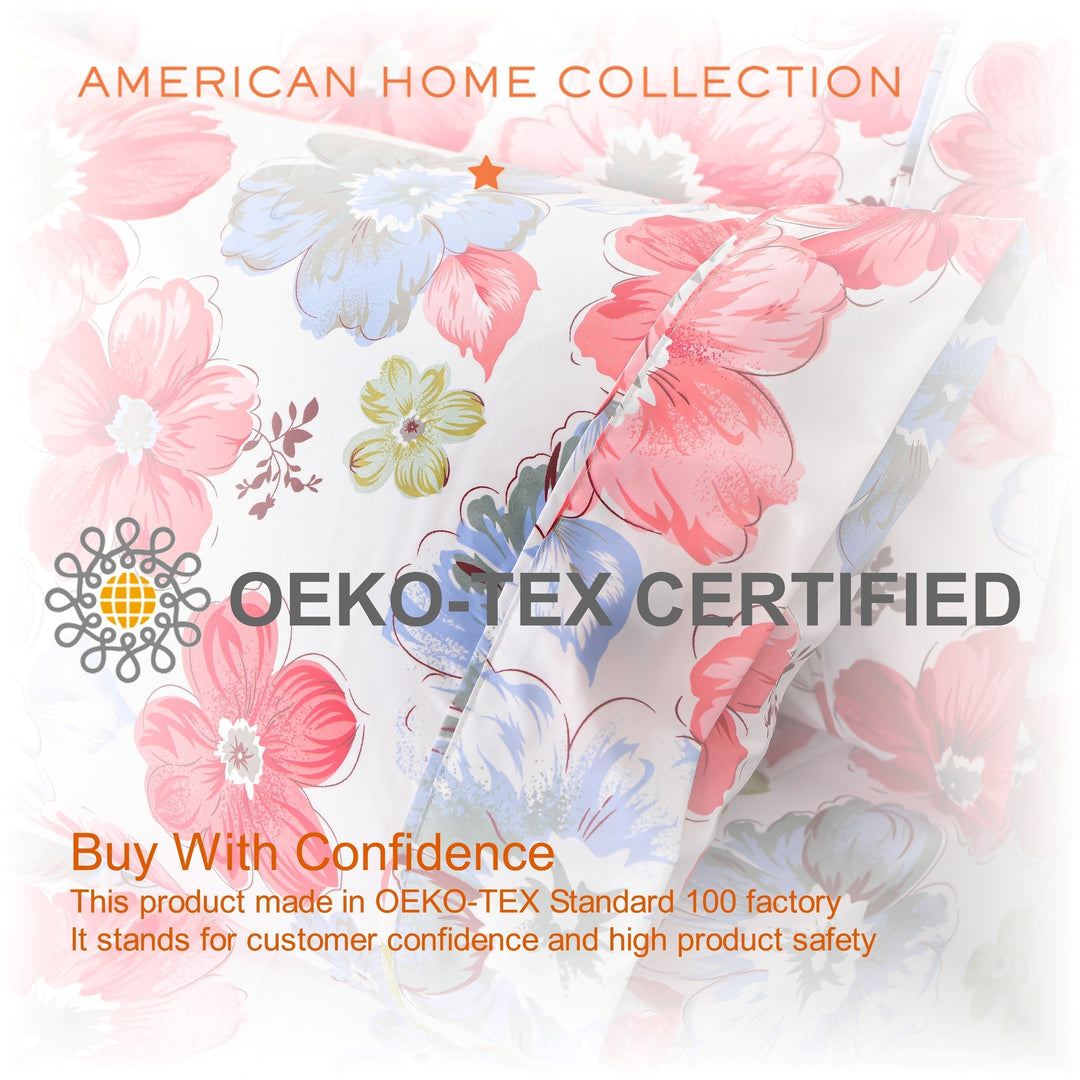 American Home Collection Ultra Soft 4-6 Piece Red Floral Printed Bed Sheet Set Image 4