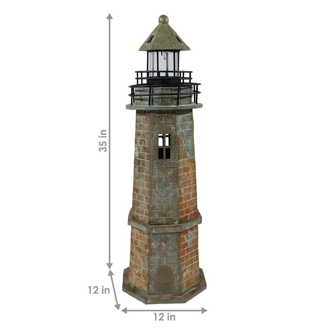 Sunnydaze 35 in Resin and Stone Solar LED Lighthouse Nautical Statue Image 3