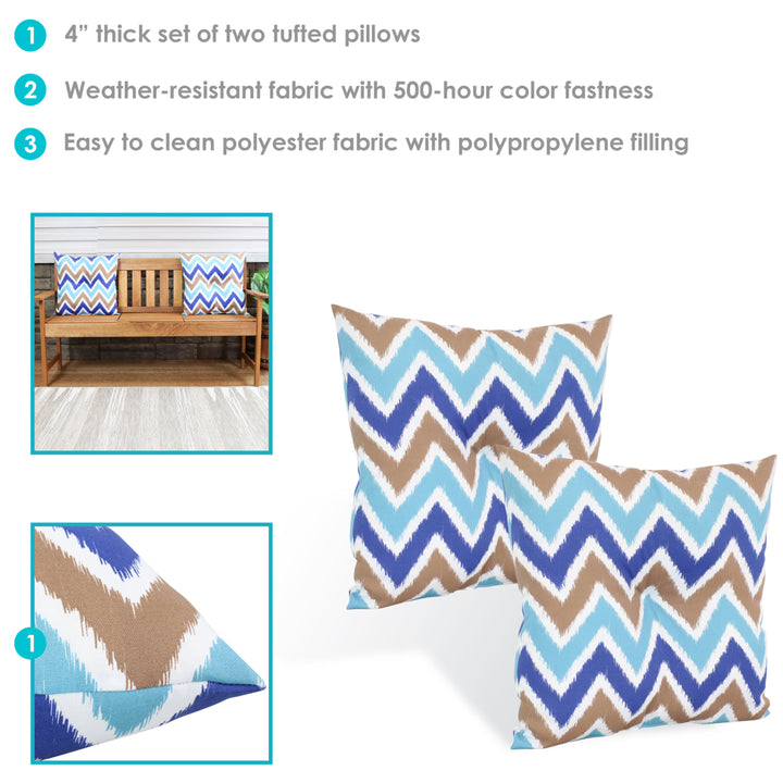 Sunnydaze 2 Indoor/Outdoor Tufted Back Cushions - 19 x 19-Inch - Chevron Bliss Image 4