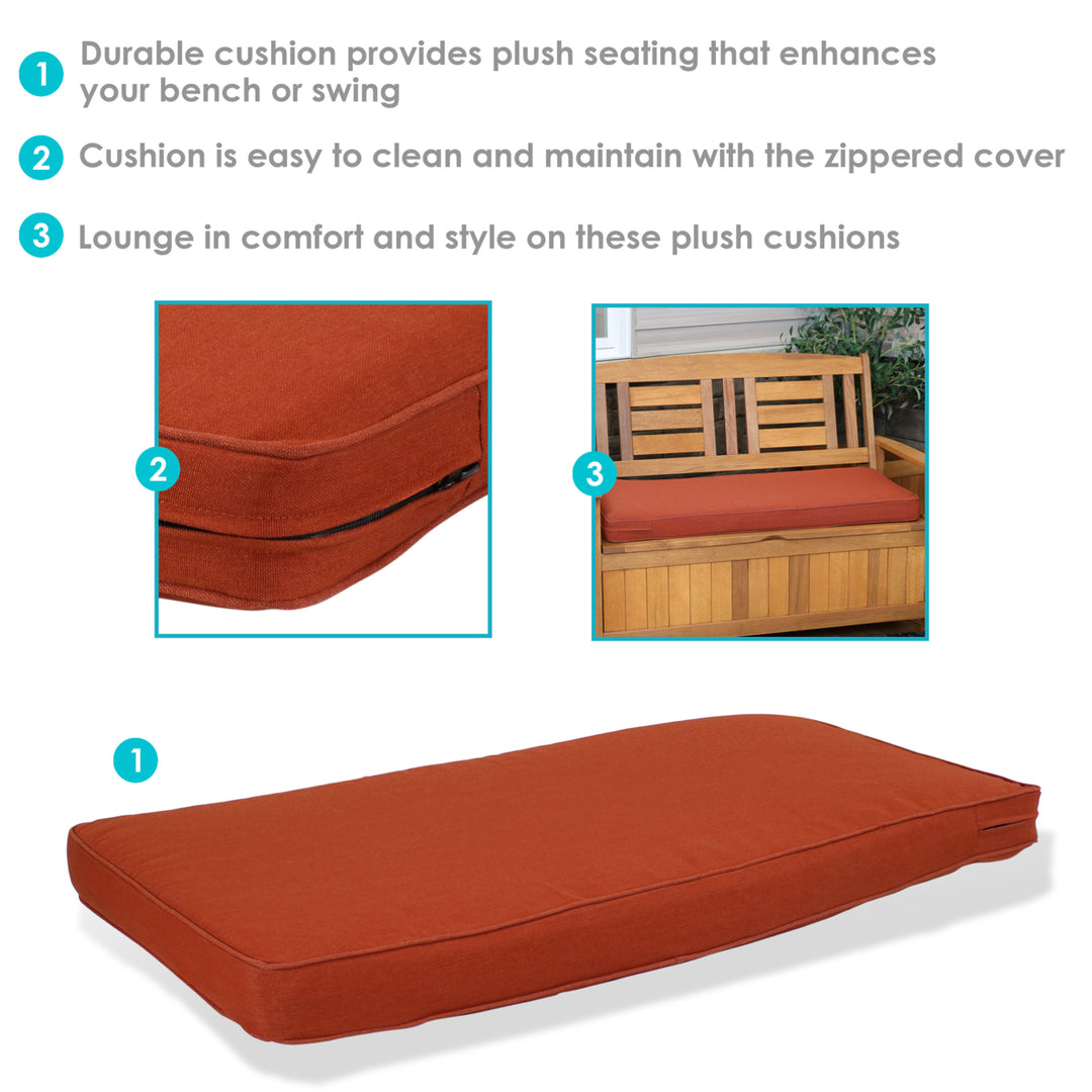 Sunnydaze Indoor/Outdoor Olefin Bench Cushion - 41 in x 18 in - Rust Image 4