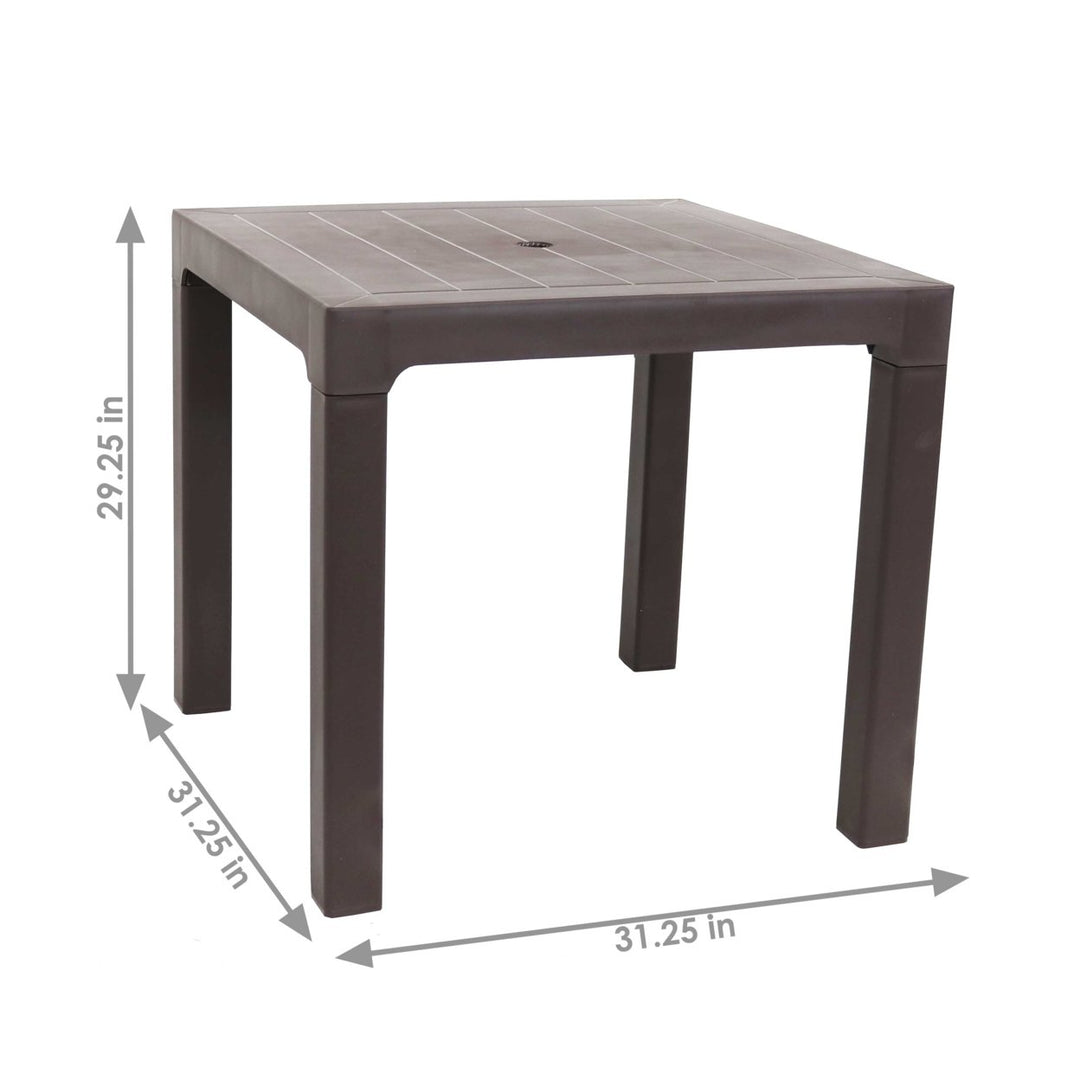 Sunnydaze 31.25 in Plastic Square Patio Dining Table - Brown Image 3
