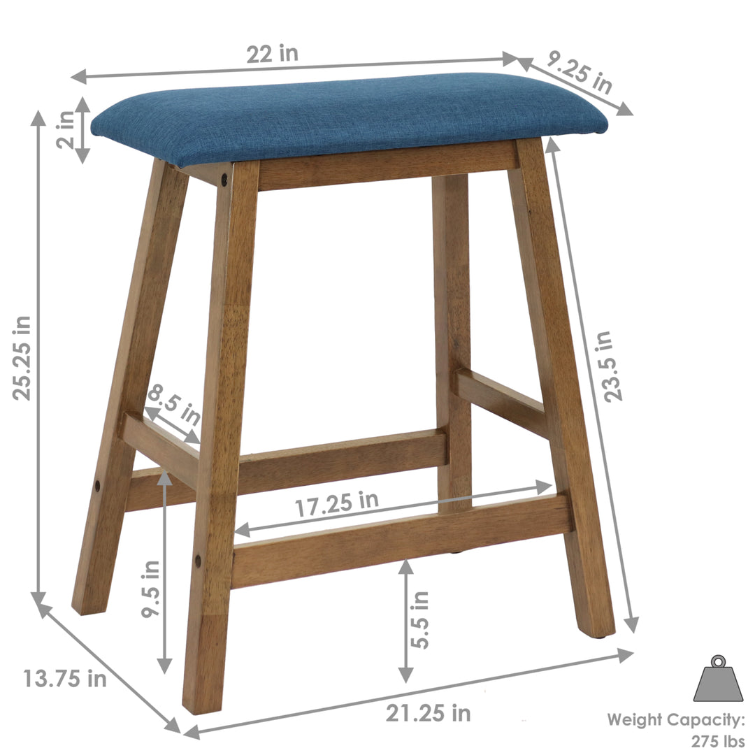 Sunnydaze Wood Counter-Height Stool with Cushion - Weathered Oak - Set of 2 Image 3