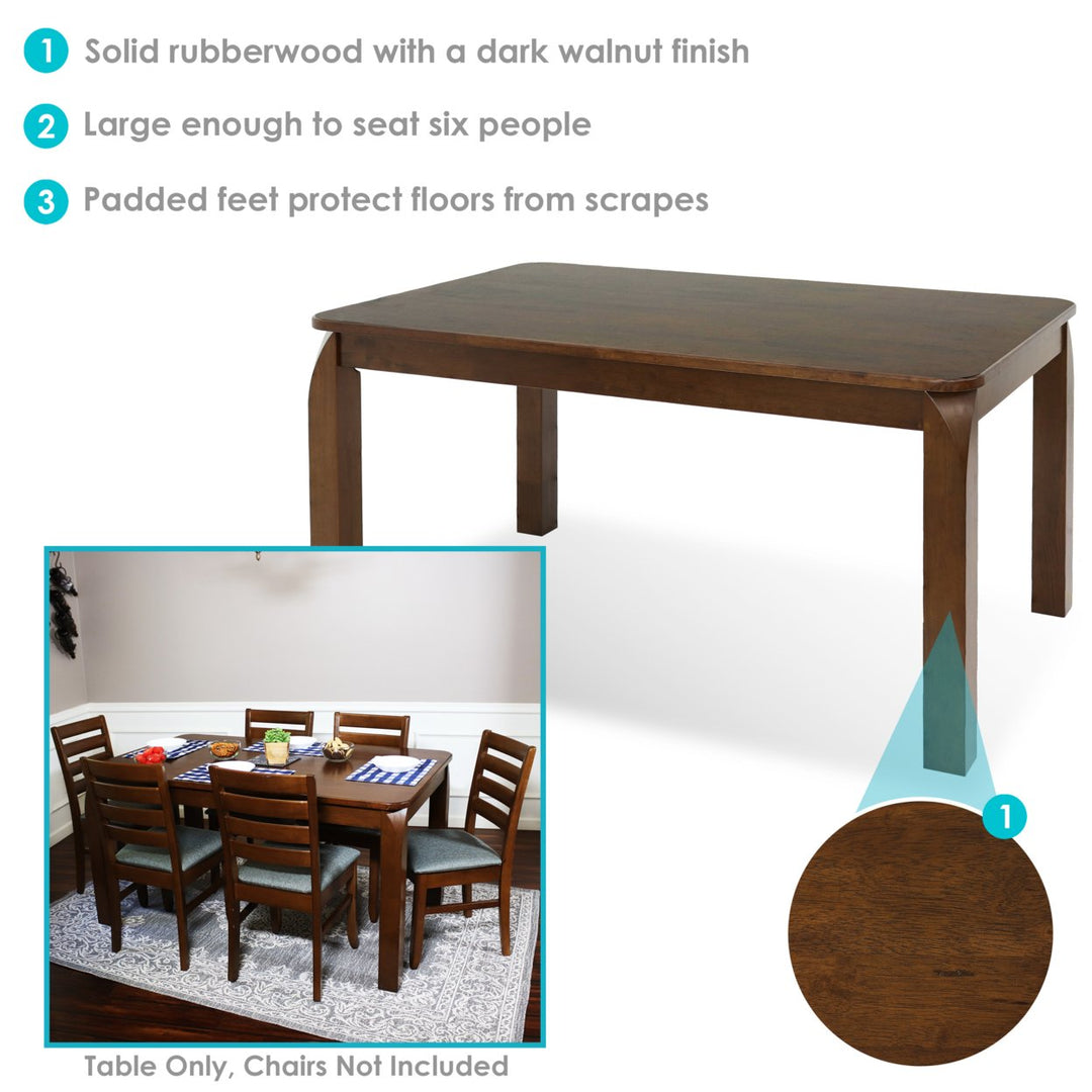 Sunnydaze Dorian 5 ft Wooden Mid-Century Modern Dining Table - Dark Walnut Image 4