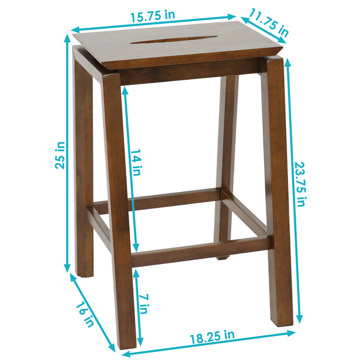 Sunnydaze Modern Wooden Counter-Height Stools - Dark Walnut - Set of 2 Image 3