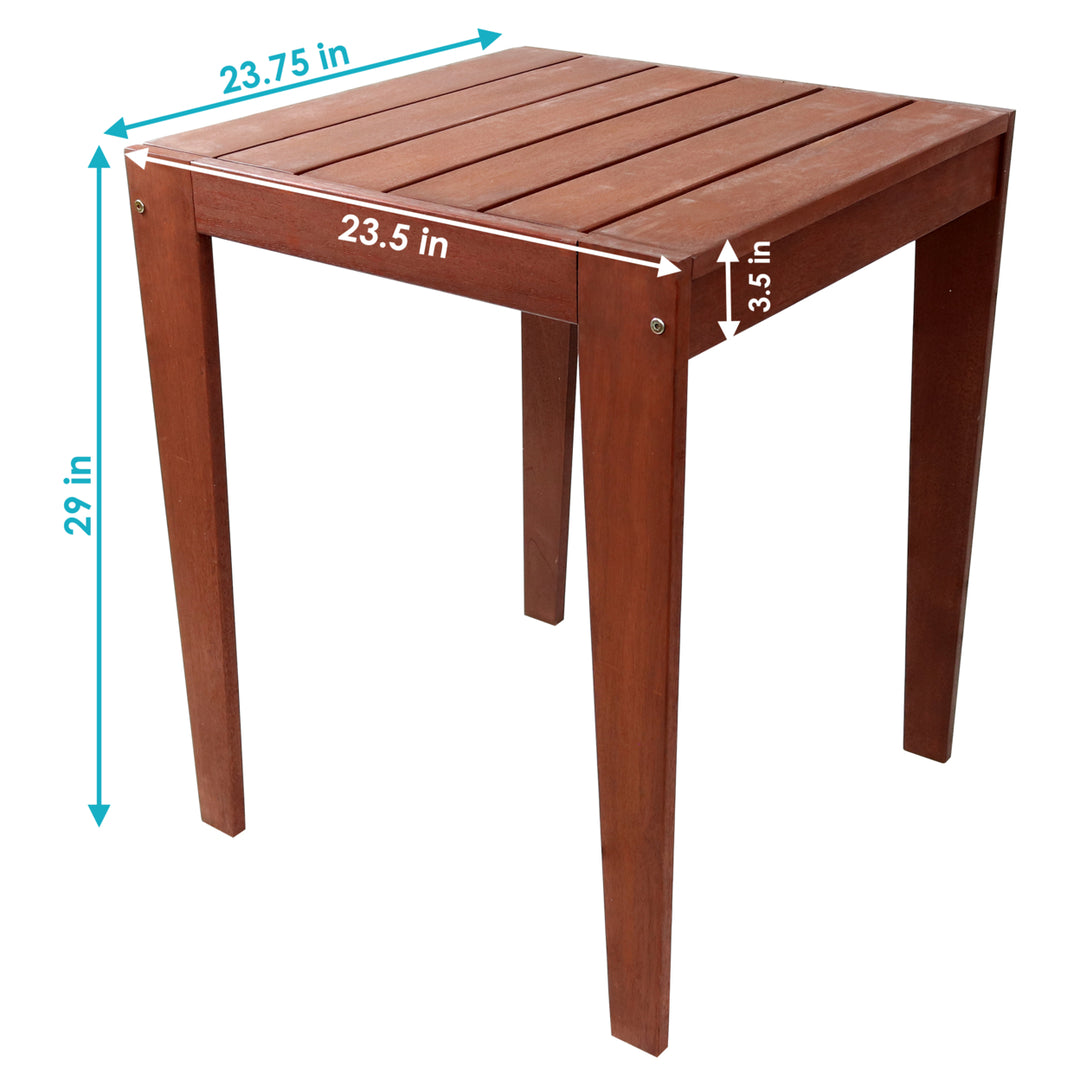 Sunnydaze 23.5 in Meranti Wood with Mahogany Finish Square Patio Side Table Image 3