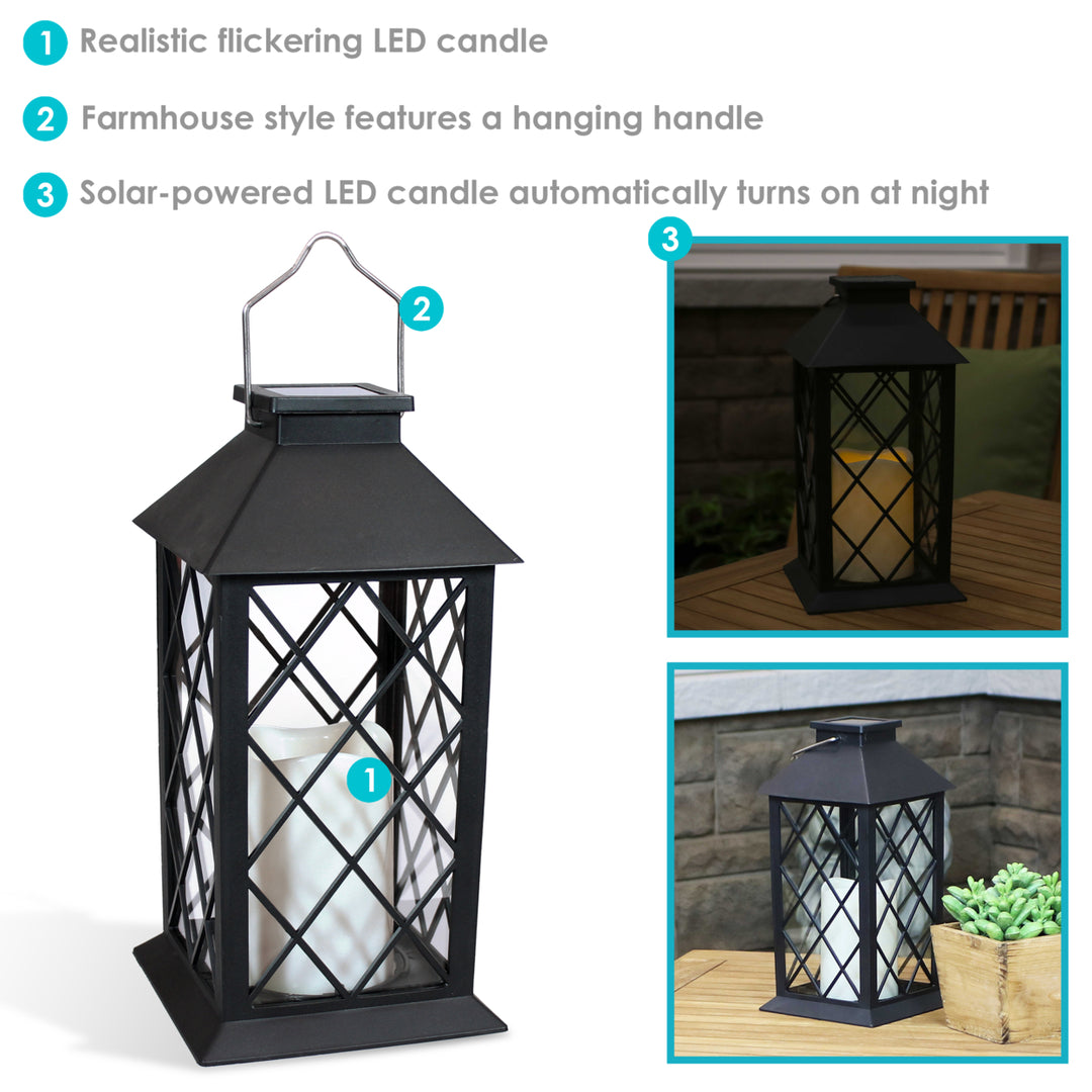 Sunnydaze Concord Outdoor Solar Candle Lantern - 11 in - Black - Set of 2 Image 4