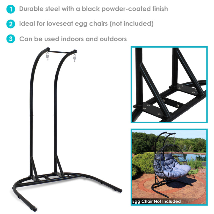 Sunnydaze U-Base Deluxe Powder-Coated Steel Hanging Chair Stand - 76 in Image 4