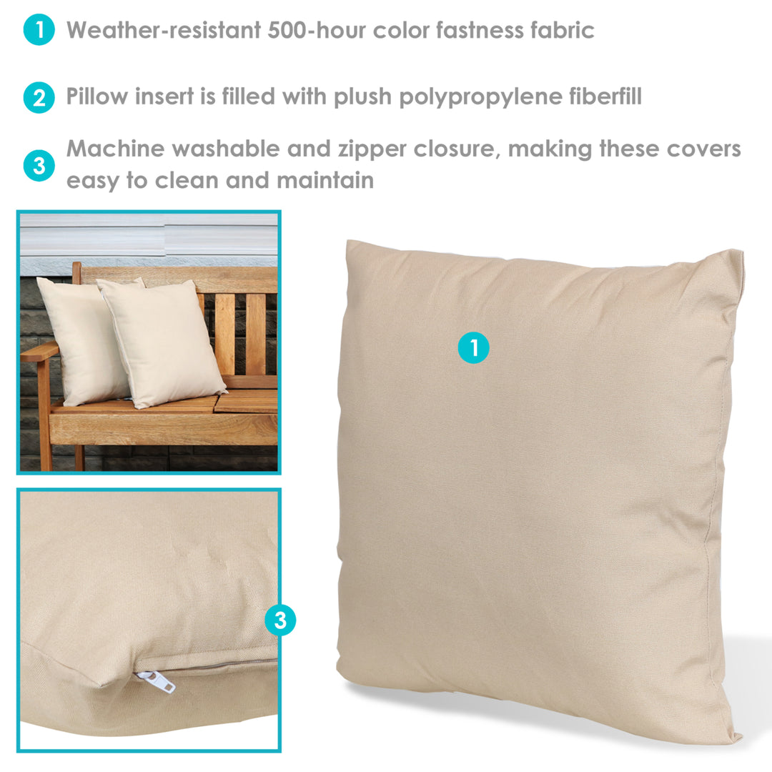 Sunnydaze 2 Indoor/Outdoor Decorative Throw Pillows - 17 x 17-Inch - Beige Image 4