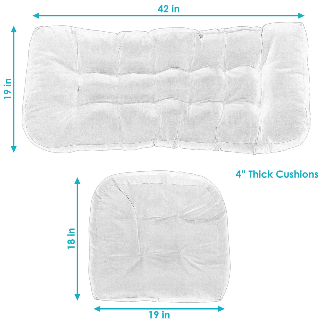 Sunnydaze Indoor/Outdoor Olefin 3-Piece Tufted Settee Cushion Set - Gray Image 3