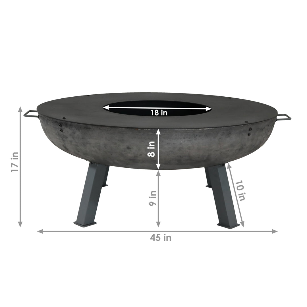 Sunnydaze 40 in Cast Iron Fire Pit Bowl with Cooking Ledge Image 3