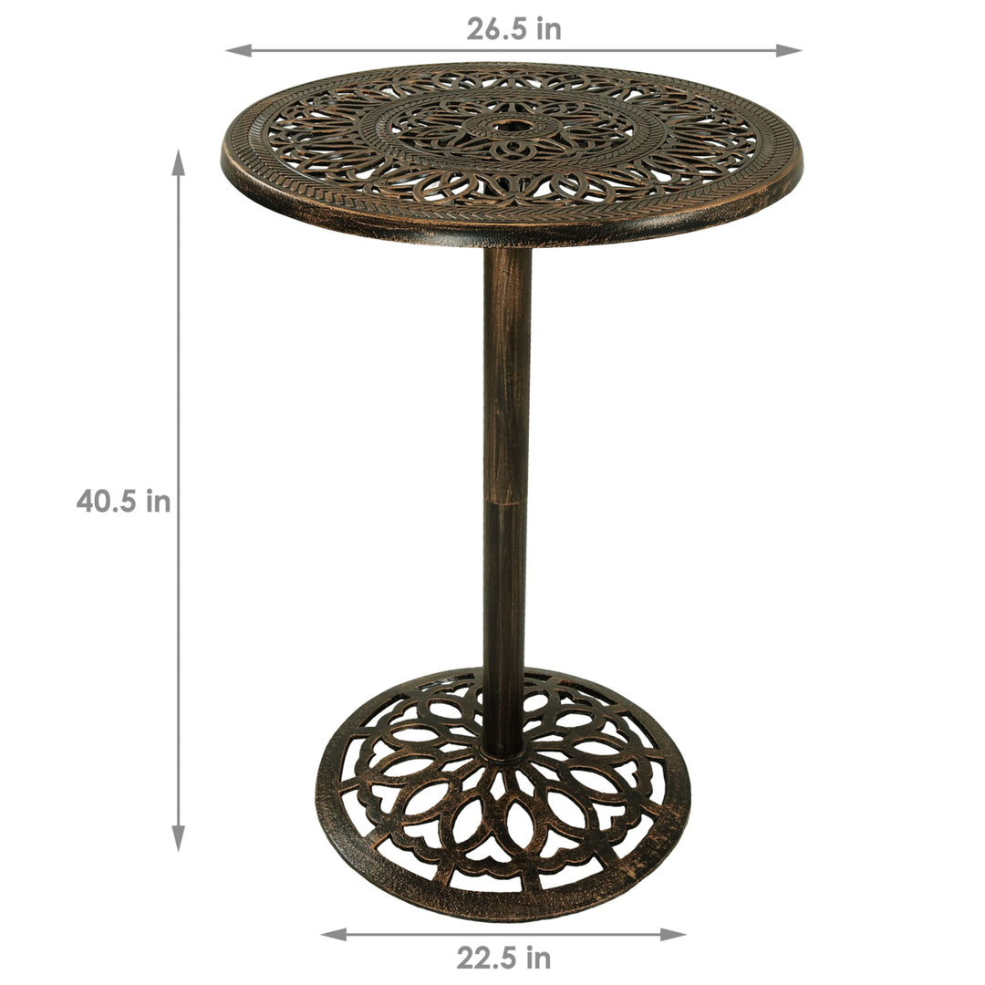 Sunnydaze 26 in Cast Iron Round Patio Bar-Height Table - Bronze Image 3