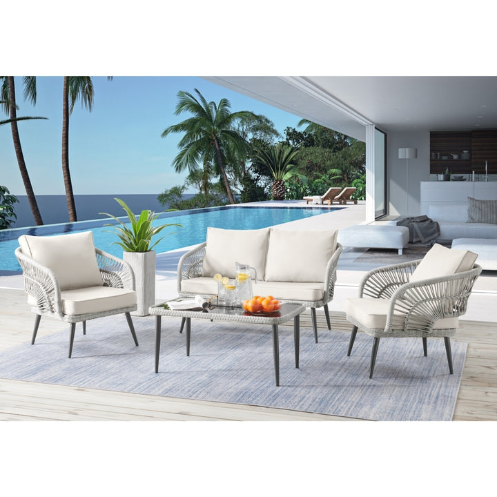 Javien Outdoor Set -All-Weather Faux Rattan Wicker Design, Removable and Washable Cushions Image 3