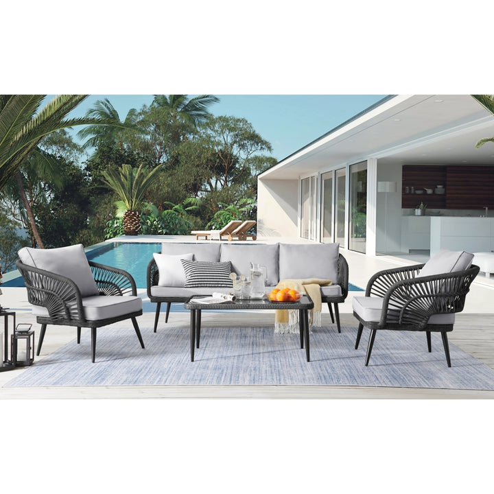 Javien Outdoor Set -All-Weather Faux Rattan Wicker Design, Removable and Washable Cushions Image 5