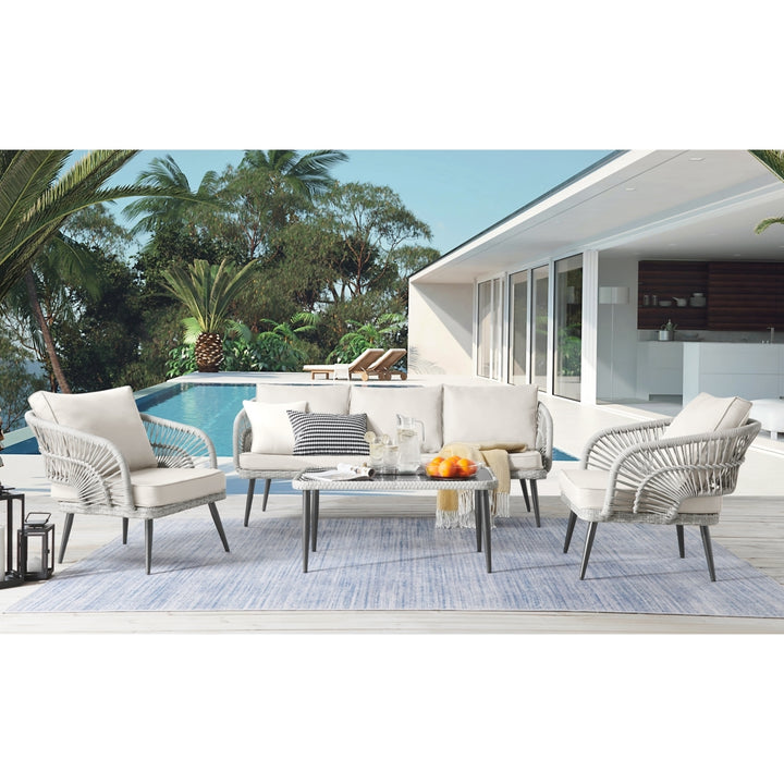 Javien Outdoor Set -All-Weather Faux Rattan Wicker Design, Removable and Washable Cushions Image 7